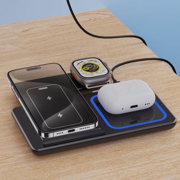 Langaton mobiililaturi 3-in-1 Magsafe taitettava musta