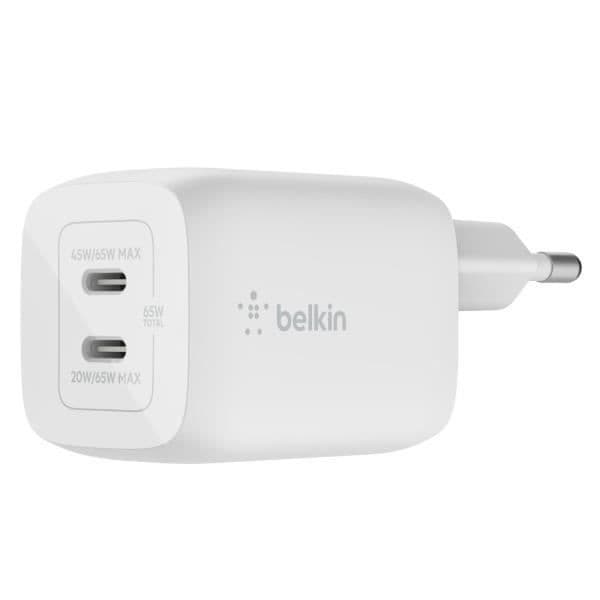 Laddare - Belkin - 65W - 2 USB-C-portar - Power Delivery - Vit