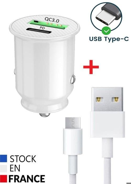 Billaddarpaket för Samsung Galaxy A16 5G India USB till USB Typ C Snabbladdning 30W PD & QC 3.0 + 1 Typ C-kabel - 2 portar