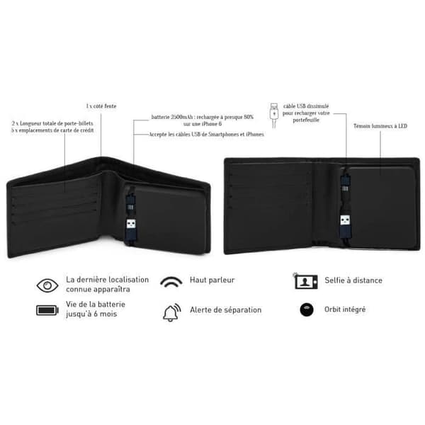 Portfölj Laddare - HButler - Brun - 2500mAh - Gratis app - Man