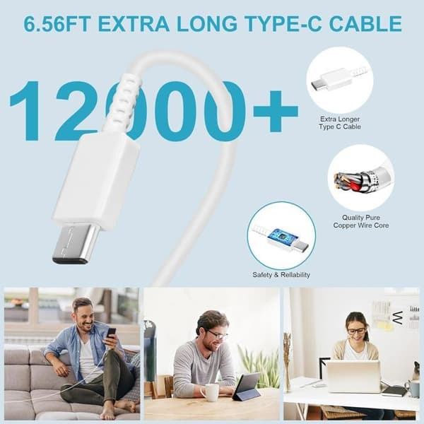 45W supersnabbladdningsladdare för Samsung Galaxy S24+, S24 Ultra, Tab S8 Ultra, USB C-nätadapter med 5A-kabel (vit)