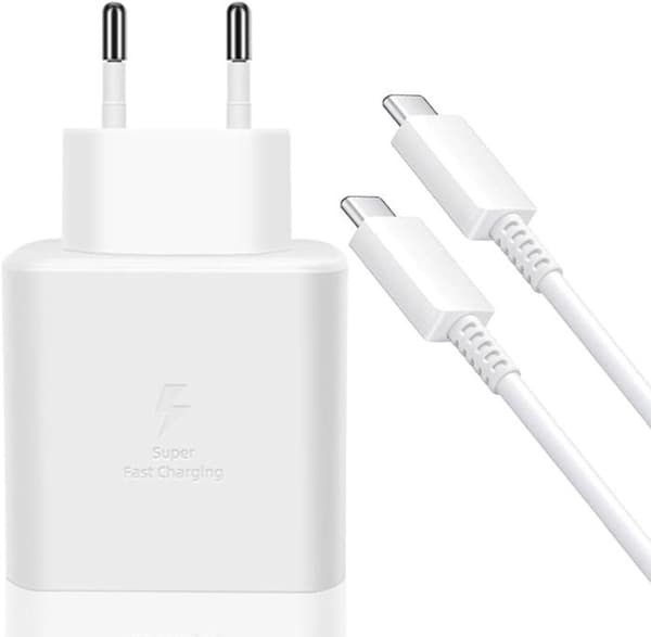 45W supersnabbladdningsladdare för Samsung Galaxy S24+, S24 Ultra, Tab S8 Ultra, USB C-nätadapter med 5A-kabel (vit)