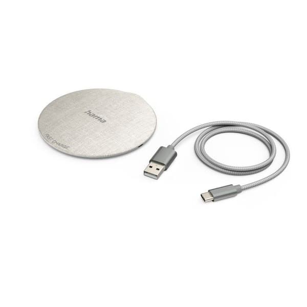 Trådlös laddare "QI-FC10 metall", 10 W, trådlös laddare för smartphone, vit Gräddfärgad, Grå