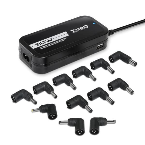 Nätadapter - TooQ - TQLC-90BS02AT - 90W - 2 USB-portar - Svart Svart