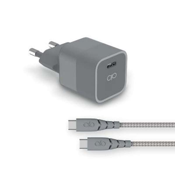 Force Power 20W hemladdare kompatibel med Power Delivery antracitgrå + förstärkt USB-kabel