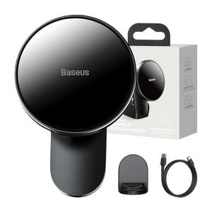 Baseus Big Energy bilholder med trådløs oplader 15W til Iphone 12 / Iphone 13 (Sort)