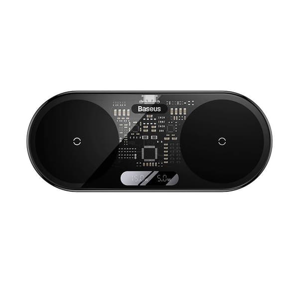 Dual Qi trådløs lader Baseus Digital LED Display, 20W