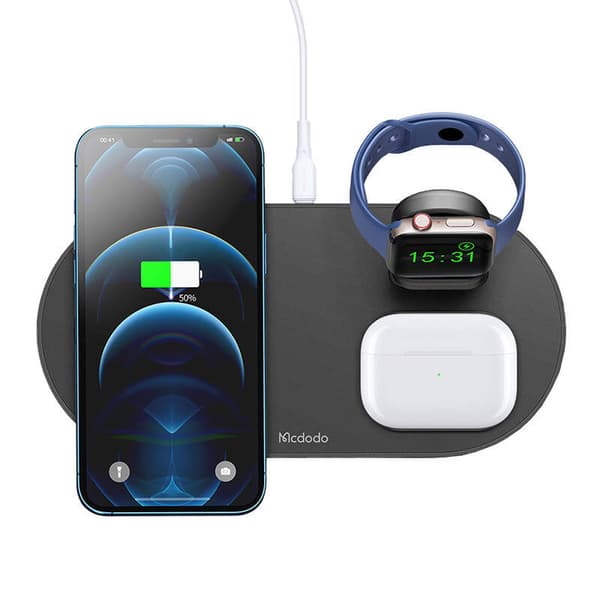 Langaton laturi Mcdodo CH-7061 3 in 1 15W (matkapuhelin/TWS/Apple Watch) (musta)