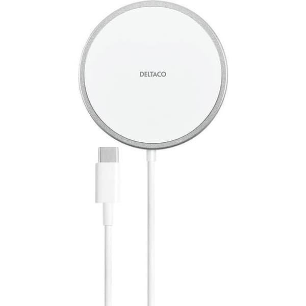 Deltaco Trådlös Laddare med MagSafe för iPhone, 15W - Vit