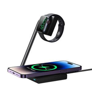 2-i-1 magnetisk trådløs lader Joyroom JR-WQN05 15W (svart)