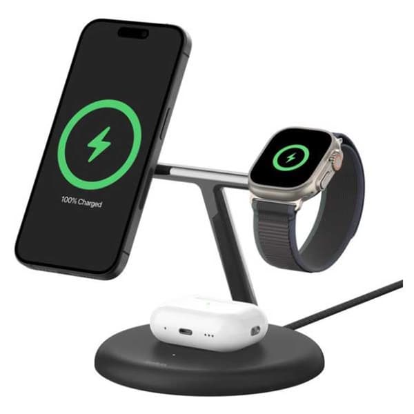 Belkin Wiz023vfwh 3 In 1 Qi2 15w Trådløs Oplader