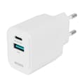 Miniatyrbild 1 av 2: Deltaco Väggladdare med 1xUSB 18W och 1xUSB-C PD 20W