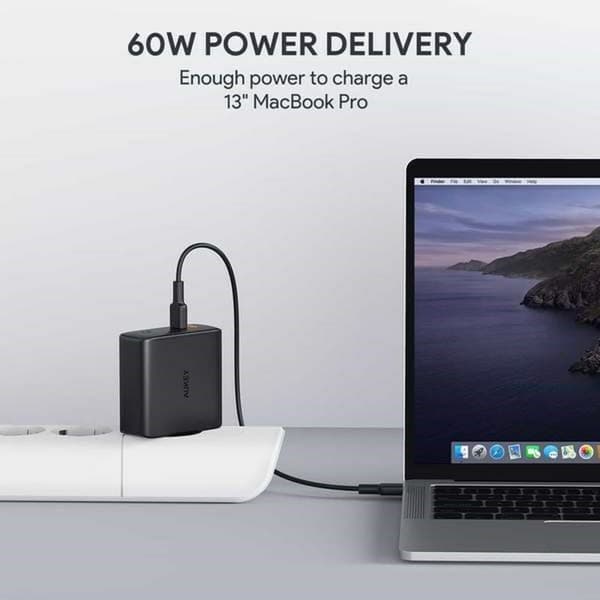 Vægoplader Aukey PA-D5 Sort
