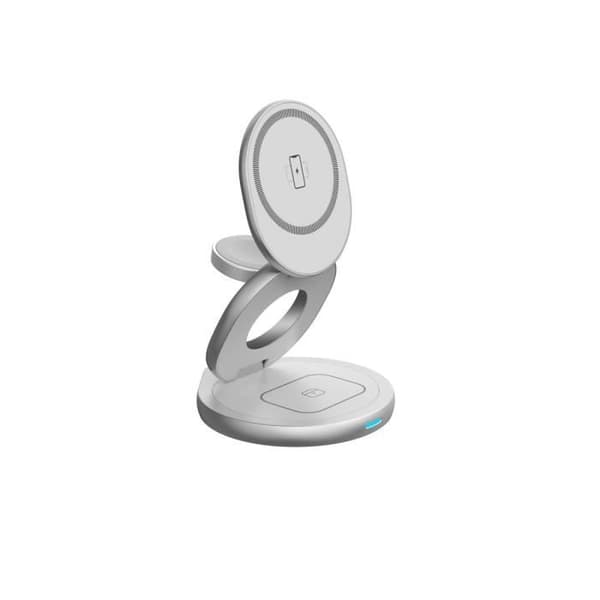 Vikbar 3-i-1 induktionsladdare kompatibel med MagSafe 15W - FORCE POWER - True Wireless - IPX3