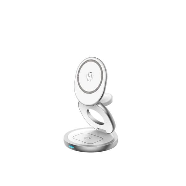 Vikbar 3-i-1 induktionsladdare kompatibel med MagSafe 15W - FORCE POWER - True Wireless - IPX3