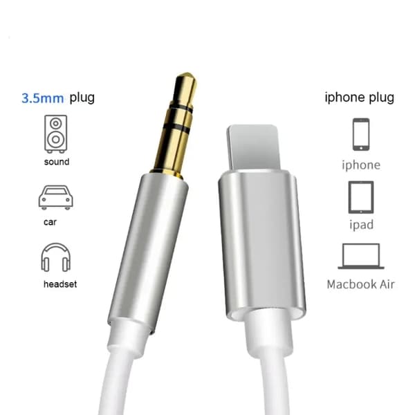 SiGN Lightning till Aux 3.5mm Ljudkabel, 1m - Svart