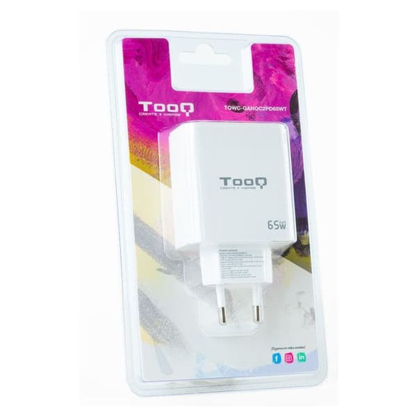 TooQ TOOQ väggladdare med 2 USB-C-portar och 1 USB-A-port