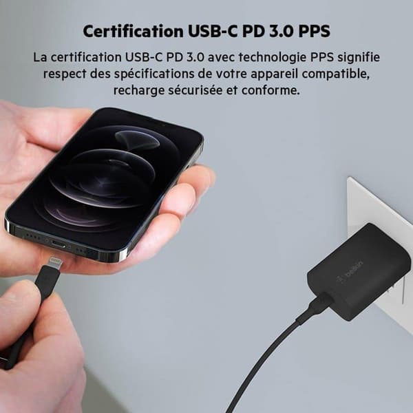 Strömadapter - Belkin - 25W - USB Typ-C - Snabbladdning - PPS-teknologi