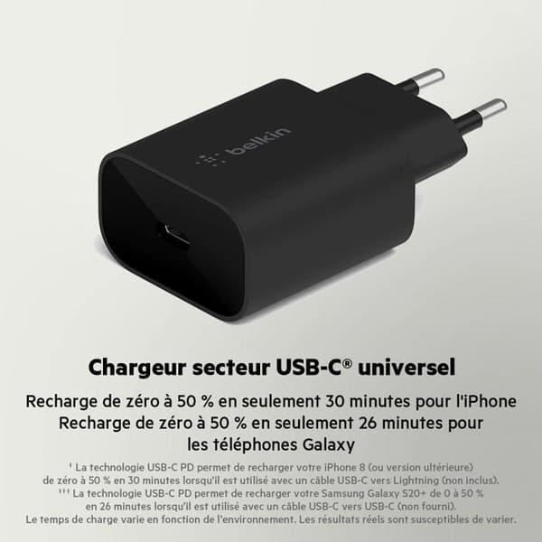 Strömadapter - Belkin - 25W - USB Typ-C - Snabbladdning - PPS-teknologi