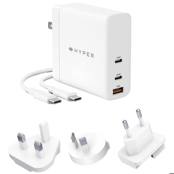 HYPER HJG140WW, Inomhus, AC, 2 m, Vit HYPER HYPERJUICE 140W GAN LADDARE - GLOBAL - MULTI-PORTADAPTER LADDARE är en