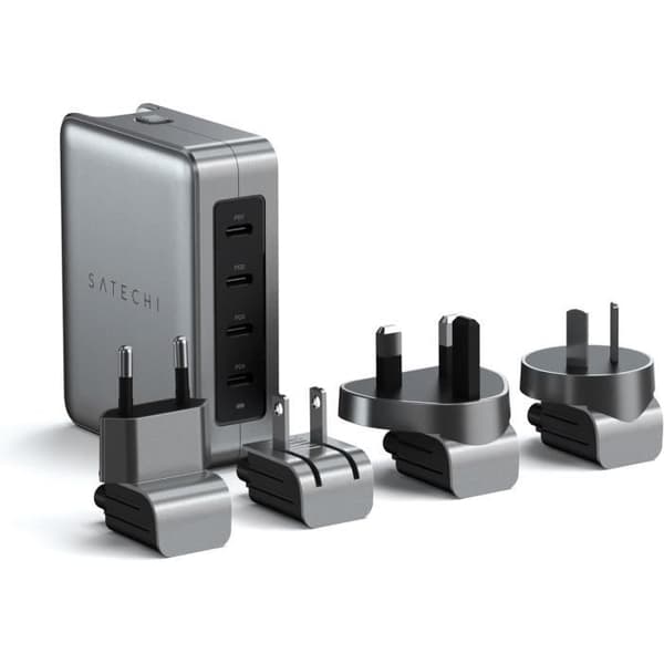 USB-C-laddare - Satechi - 145W - GaN-teknologi - 4 portar - Rymdgrå Silver