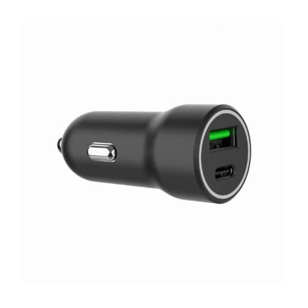 Snabb 20W USB-billaddare och 2 portar: kompatibel med QC 3.0-specifikationer och PowerDelivery (PD) vid porten Svart