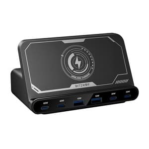 Blitzwolf BW-S27 160W, 2xUSB-A, 4xUSB-C, 15W trådløs lader (svart)