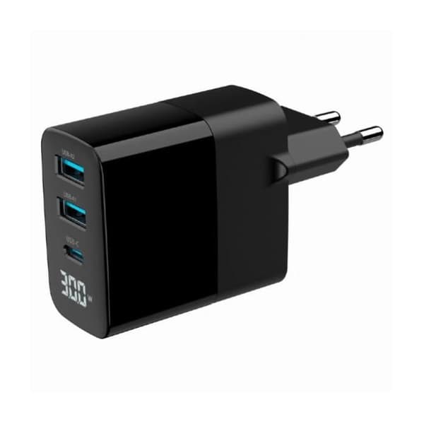 30 W snabb USB-laddare och 3 portar: kompatibel med QC 3.0-specifikationer och PowerDelivery (PD) GaN-teknik: design Svart