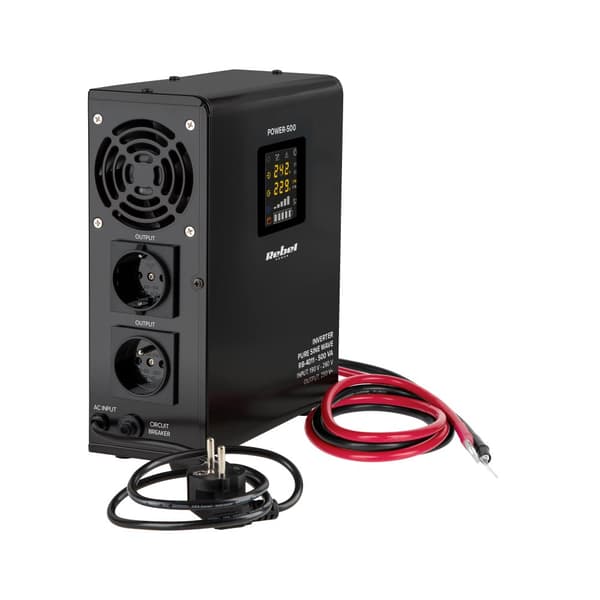 Rebel POWER-500 Seinälle asennettava hätävirtalähde - puhdas siniaaltomuunnin lataustoiminnolla 12V 230V 500VA/300W