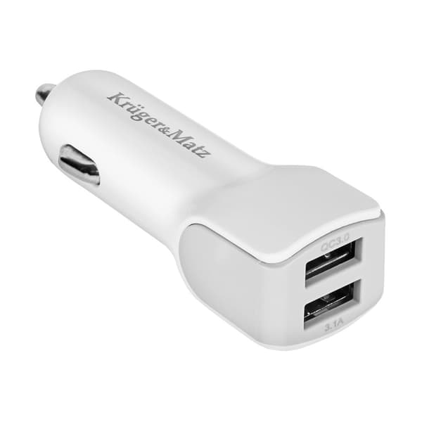 Kruger&Matz 2xUSB 3000 mA billaddare med Quick Charge 3.0