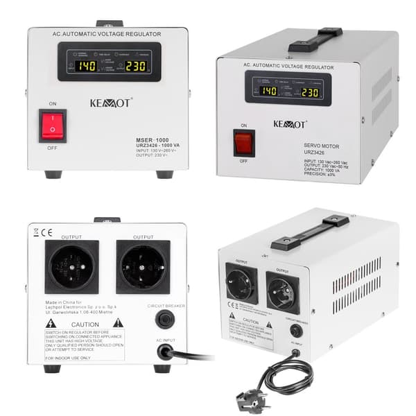 Automatisk spänningsregulator KEMOT MSER-1000 (1000 VA, servomotor)