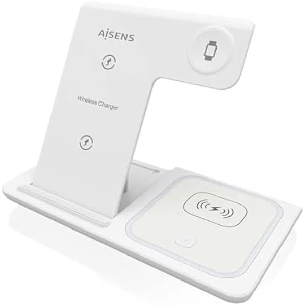 Trådlös laddare - AISENS - ASCH-15W3WC044-W - 15 W - USB-C - Justerbar vinkel - Överspänningsskydd