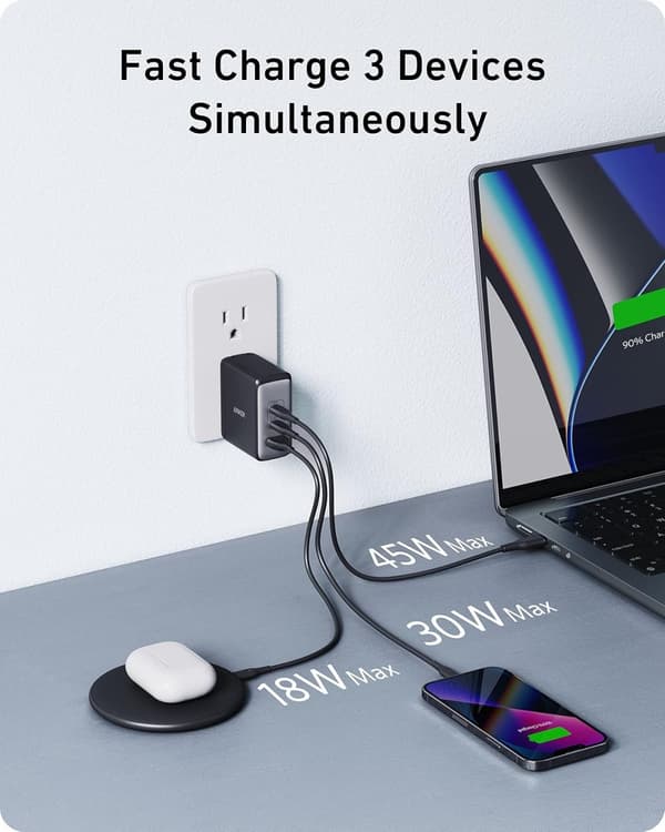 ANKER USB-C100W NANO II Snabbladdare, 3-Portars USB-C Strömadapter ANKER 736