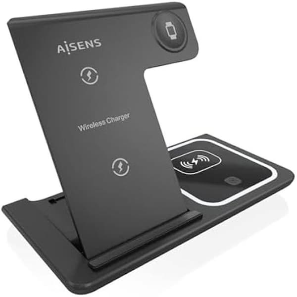 Trådlös laddare - AISENS - ASCH-15W3WC043-BK - 15 W - USB-C - Justerbar vinkel Svart