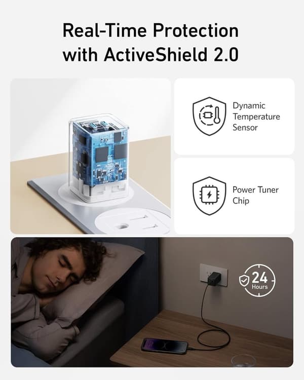 ANKER USB-C Nano-laddare 47W, 2-portars kompakt GaN-laddare