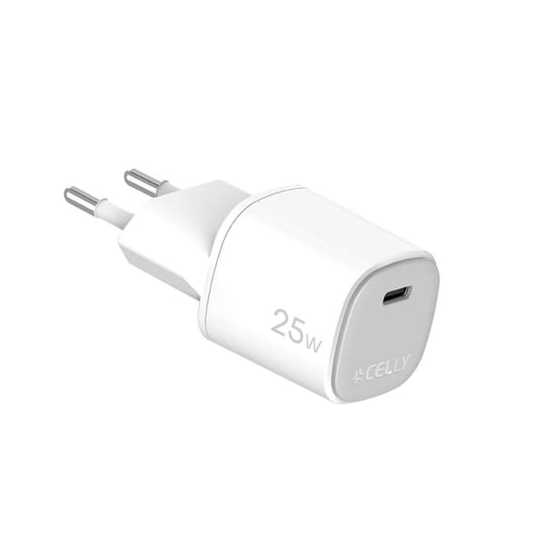 Vægoplader Celly UPTC1USBC25WWH Hvid Hvid