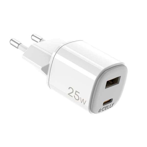 Vægoplader Celly UPTC1USB1USBC25 Hvid Hvid