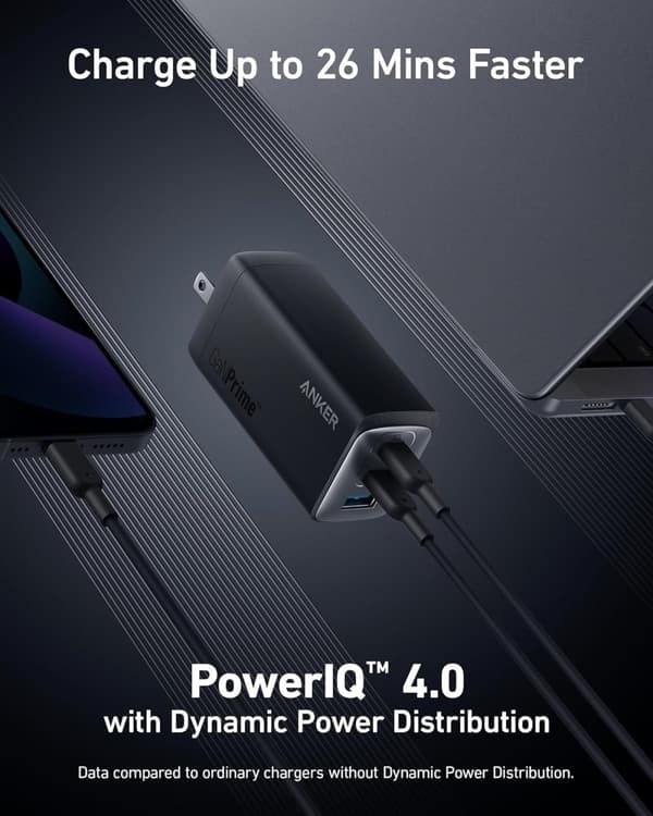 ANKER 737 USB-C-oplader 120W GaNPrime, PPS 3-ports hurtig og kompakt vægoplader