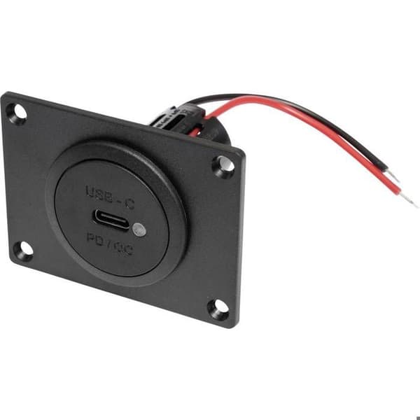 ProCar Power USB-C hona infälld PD/QC med LED + monteringsplatta Max strömbelastning=3 A 12 eller 24 V/DC