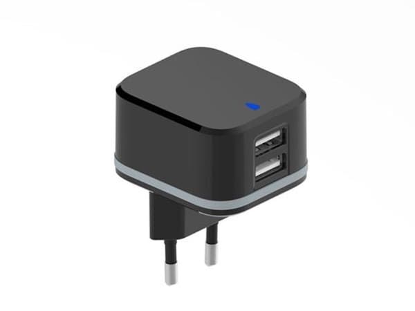 HQ-Power USB-laddare, med 2 USB-portar, 5V 4.8A 24W, idealisk för mobiltelefoner, smartphones, surfplattor, GPS och mer
