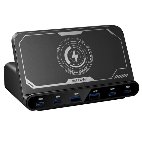 BW-S27 160W 6-portars USB PD bordssnabbladdare 2USB-A+4USB-C PD3.0 QC4.0 AFC FCP SCP PPS PE med 15W 10W 7.5W 5W trådlös laddare bordsladdningsstation