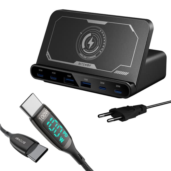 BW-S27 160 W 6-porttinen USB PD pöytäkoneen pikalaturi 2USB-A+4USB-C PD3.0 QC4.0 AFC FCP SCP PPS PE 15W 10W 7.5W 5W langaton laturi pöytälatausasema