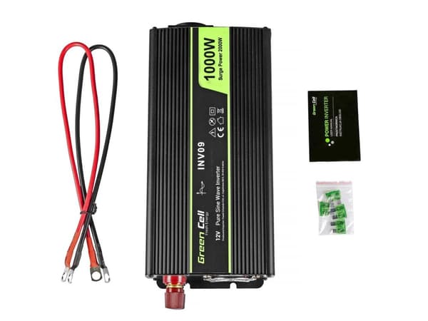 Green Cell INV09 strömadapter/växelriktare Auto 1000 W Svart