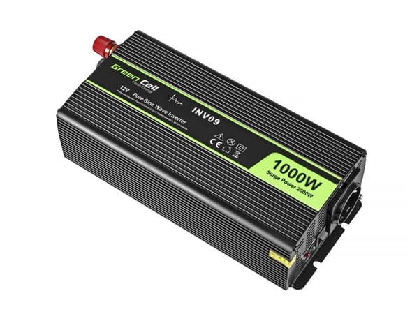 Green Cell INV09 strömadapter/växelriktare Auto 1000 W Svart
