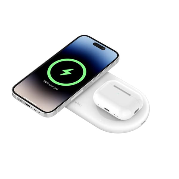 BELKIN MAGNETIC LATAUSALUSTA 2IN1 QI2 15W VALKOINEN