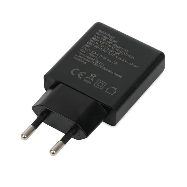 iBOX C-43 Slim GaN PD30W Vægoplader, Sort