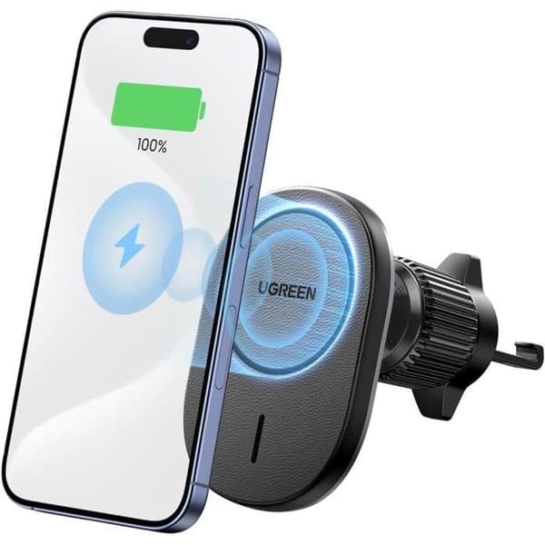 Stöd Telefone Bil - UGREEN - Induktiv Qi - Kompatibel med MagSafe - Justerbar vinkel - Svart