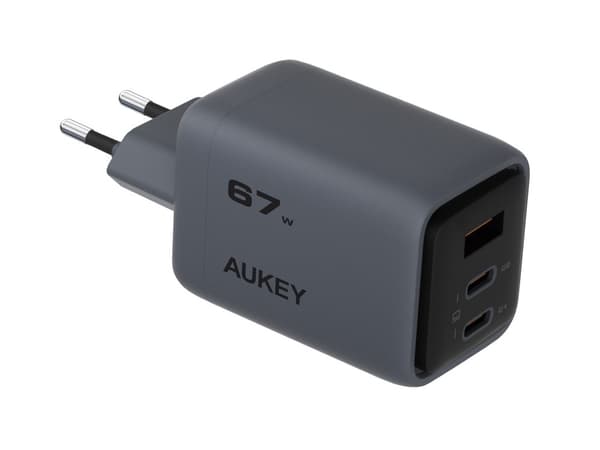Aukey - Väggladdare Comet Mix 67W GaN PD 3-Port Grå
