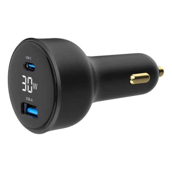 Billaddare GEMBIRD TA-UC-AC2PD30LCD-CAR-01 Svart