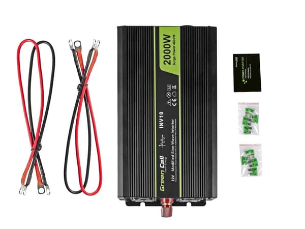Green Cell INV10 strömadapter/växelriktare Auto 2000 W Svart